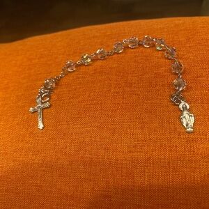 Sterling rhodium crystal rosary bracelet